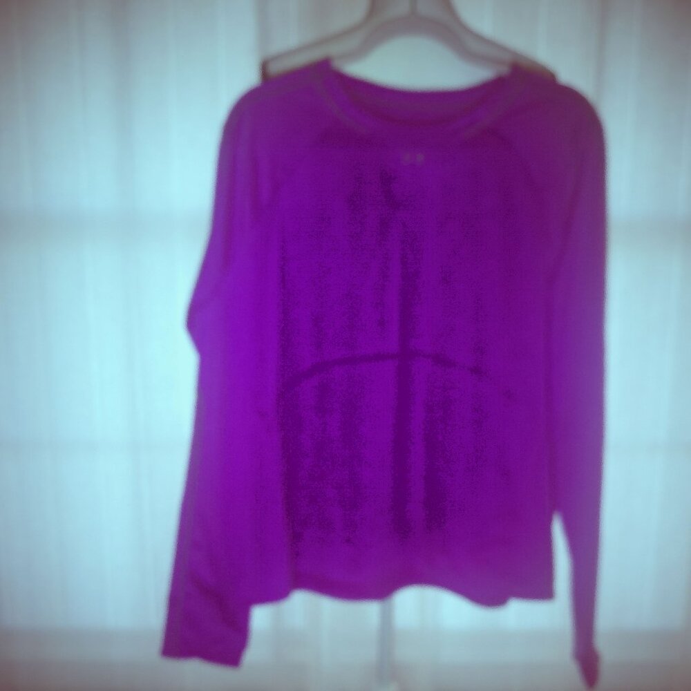 UNDER ARMOUR Fitted Long Sleeve Scoop Neck Purple/Dark Pink Jersey XXL